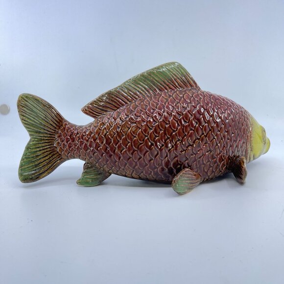 vintage ceramic koi fish intricately detailed figurine 12" long - Picture 6 of 11